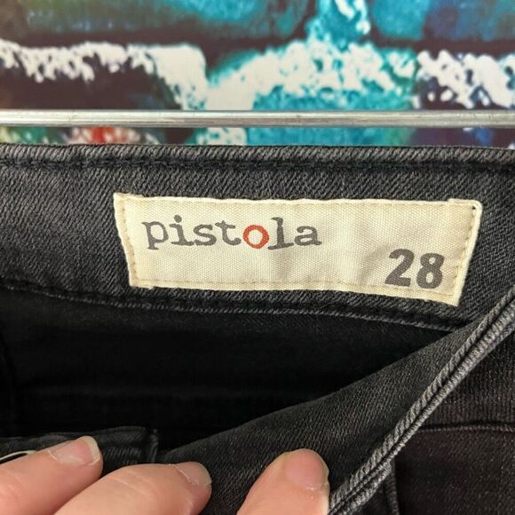 Pistola Black Denim Skinny Jeans Size 28 Stretch Zipper Ankles - Picture 5 of 7